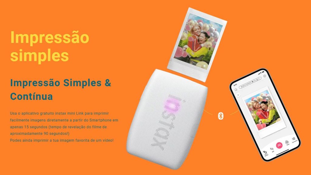 Imagens de divulgação da impressora Fujifilm Instax Mini Link 3.